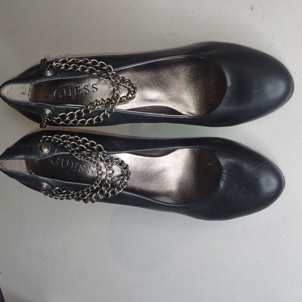 Guess Off Black Charcoal platform shoes with Rockstar Chain
